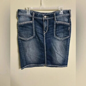 Silver Jeans Blake Denim Mini Skirt Size 29 Slit Back Western Y2K